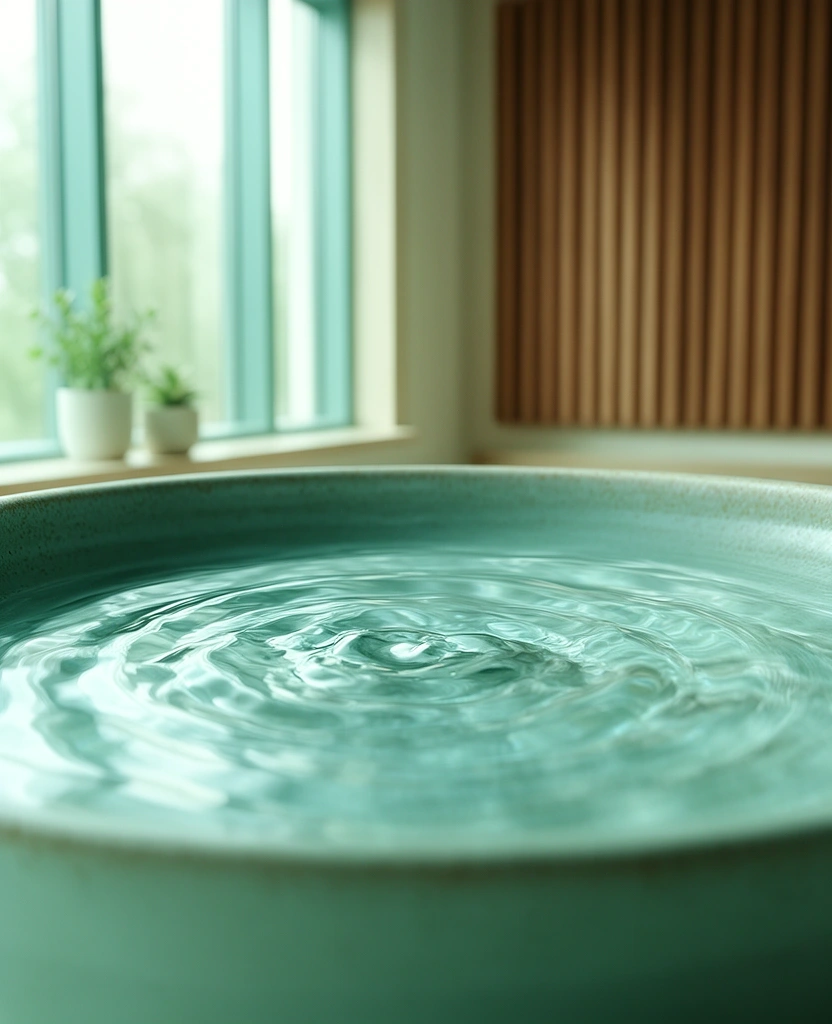 Superfice d'acqua calma che rappresenta la serenità uditiva